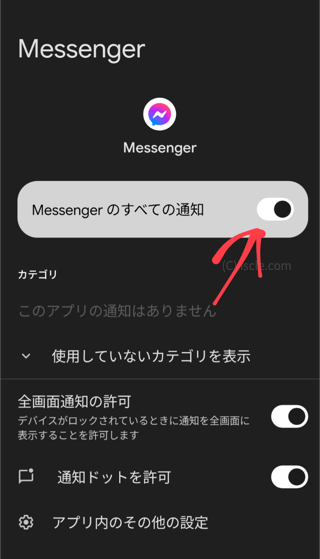 Messenger のすべての通知